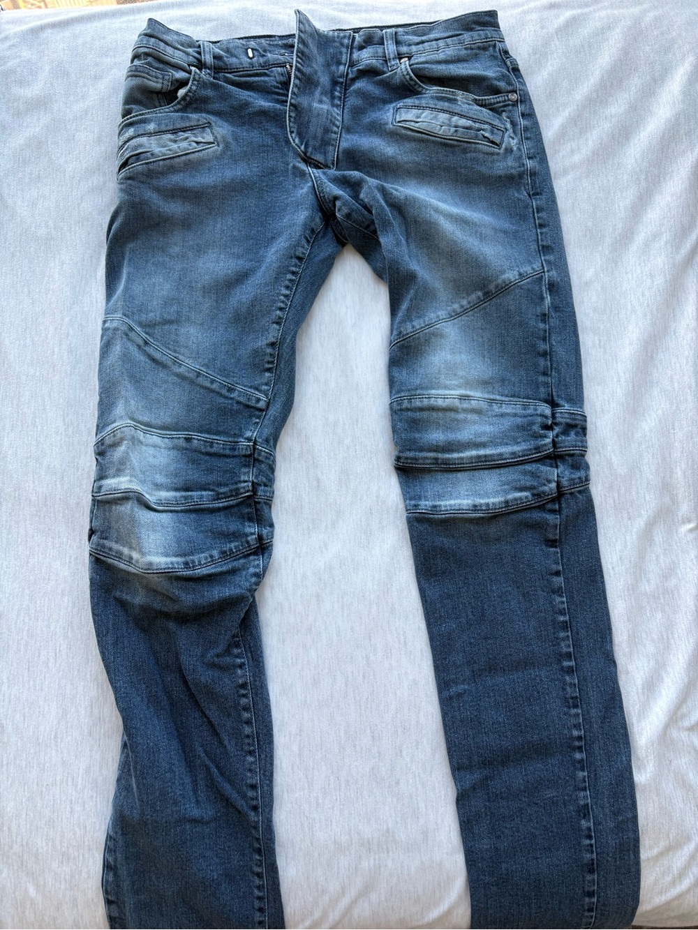 Pierre Balmain Men's Slim Straight Faded Blue Jeans